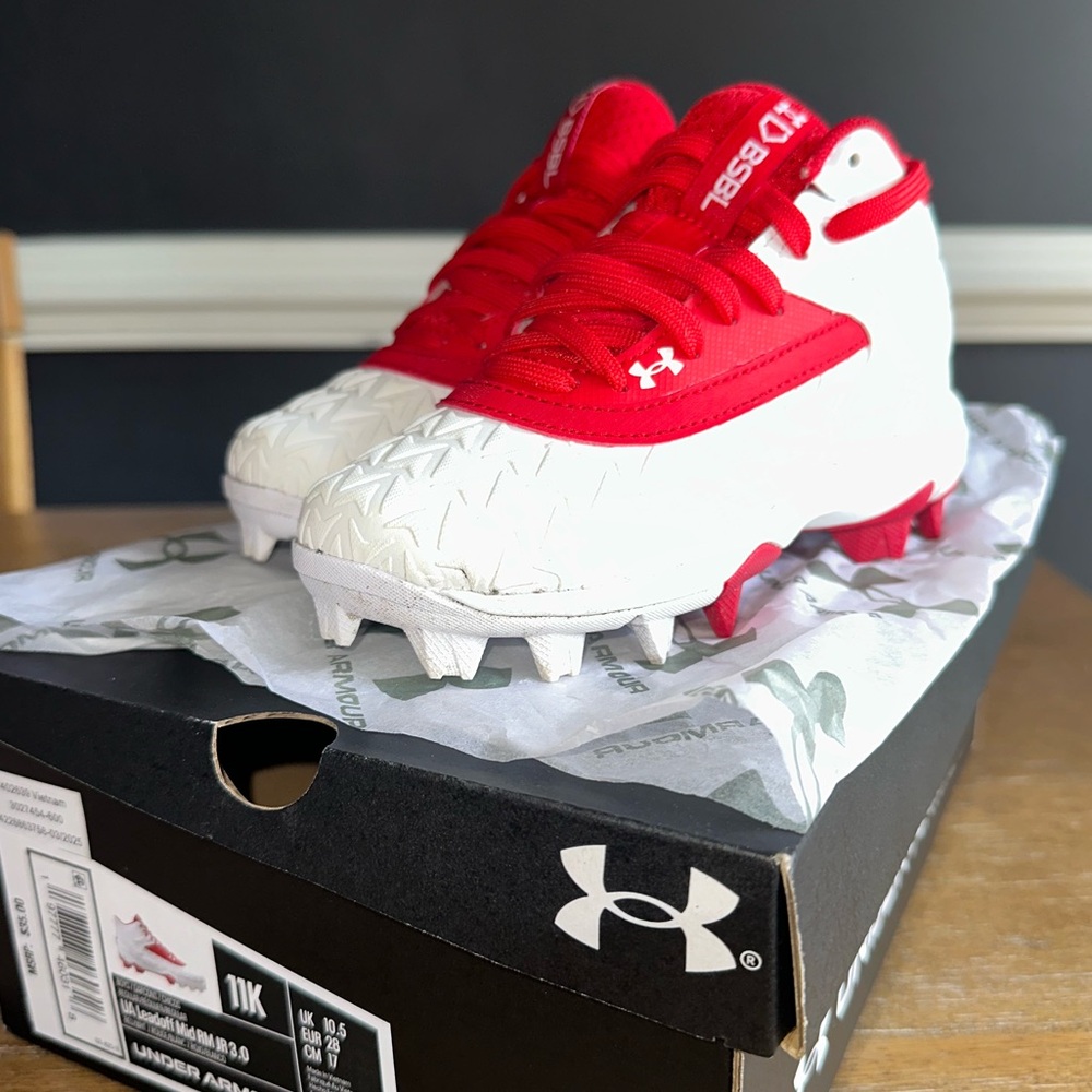 Under Armour Red and White Boys' Athletic Shoes